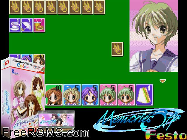 Memories of Festa (J) [!] Wonderswan game showing 3D box cover and gameplay screenshot